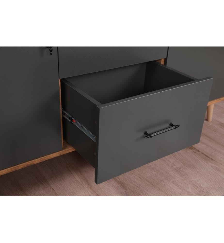 Console, WalnutAnthracite, Melamine Coated Particle Board
