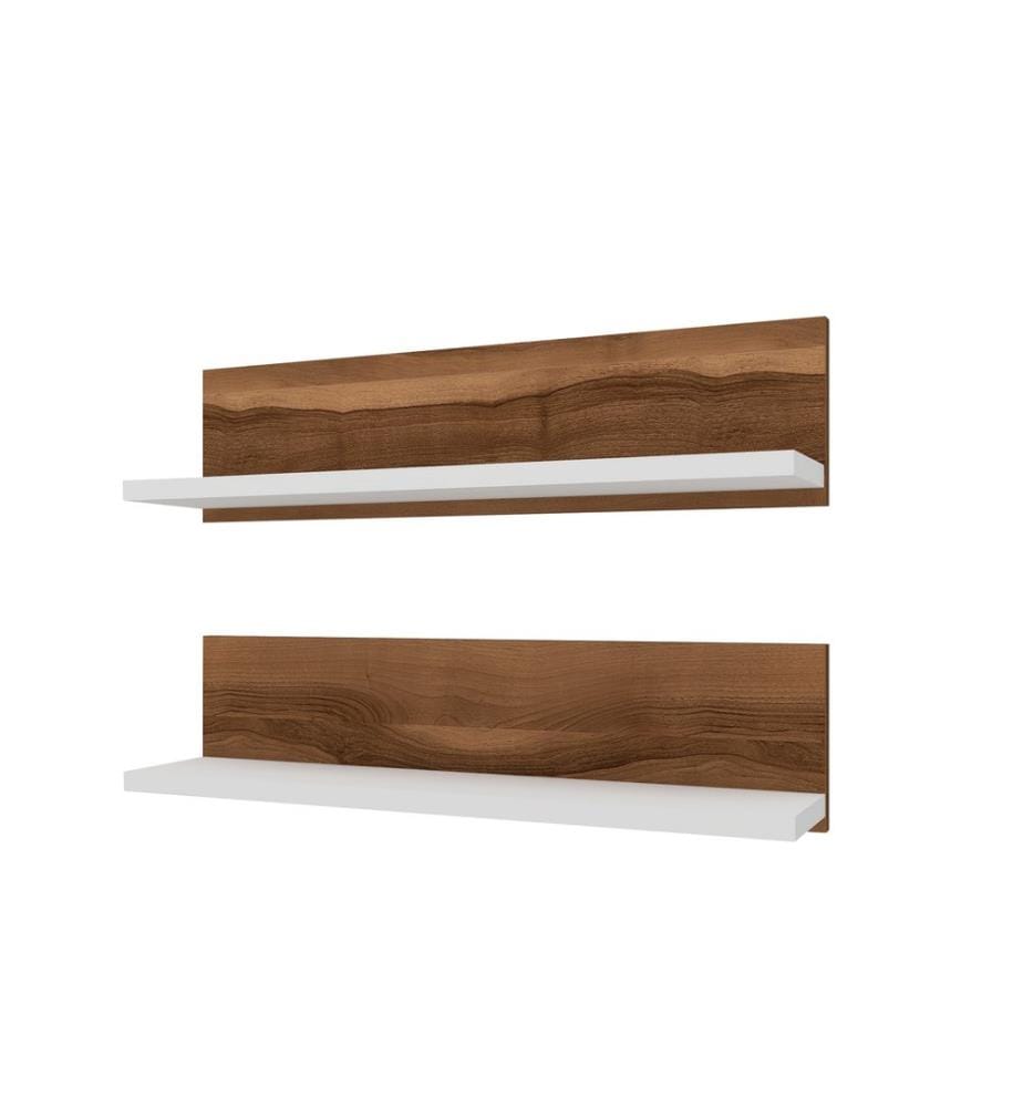 Etagère murale, Noyer, Blanc, Panneau de particules mélaminé