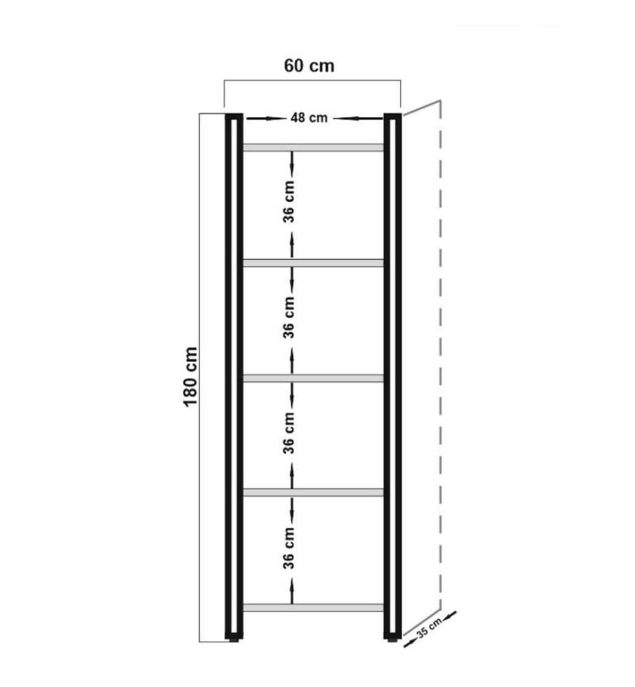Pin Atlantique, Étagères, 180X60X35 cm, Plaque De Particules Enrobée De Mélamine