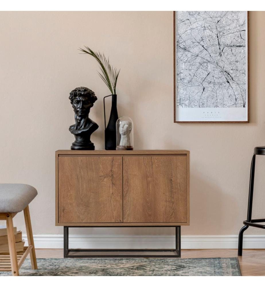 Console, WalnutBlack, Melamine Coated Particle Board