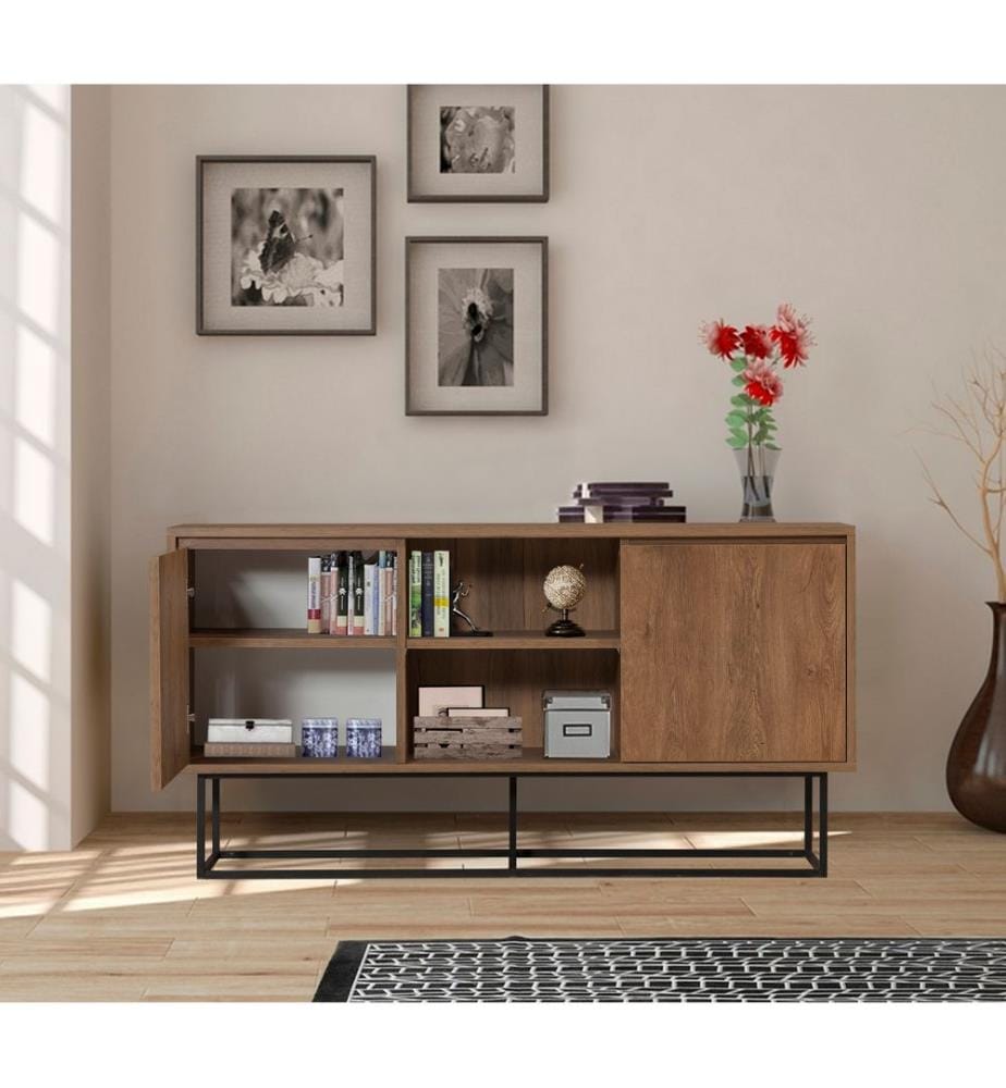 Console, WalnutBlack, Melamine Coated Particle Board