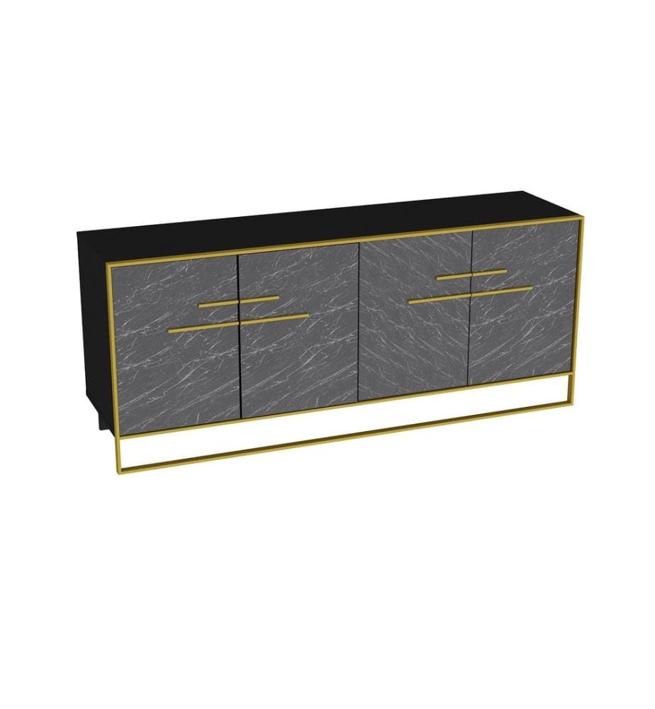 Console, GoldBlack, Melamine Coated Particle Board, Metal Gold Part