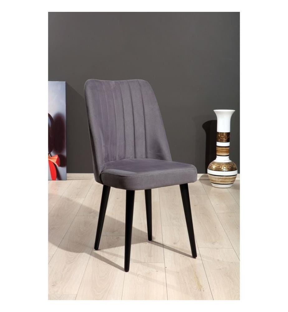 Stuhl-Set , 2 Stück, Grau, Schwarz, MDF, Stoff: Polyester