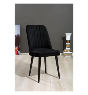 Set di sedie , 2 pezzi, Nero, MDF, Tessuto: Poliestere