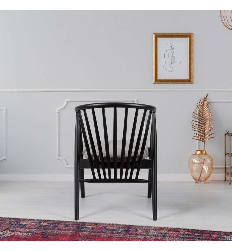 Sedia, Nero, Beige, Legno massiccio