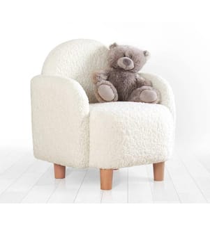 Kid's Wing Chair, Weiss, Kunstfell