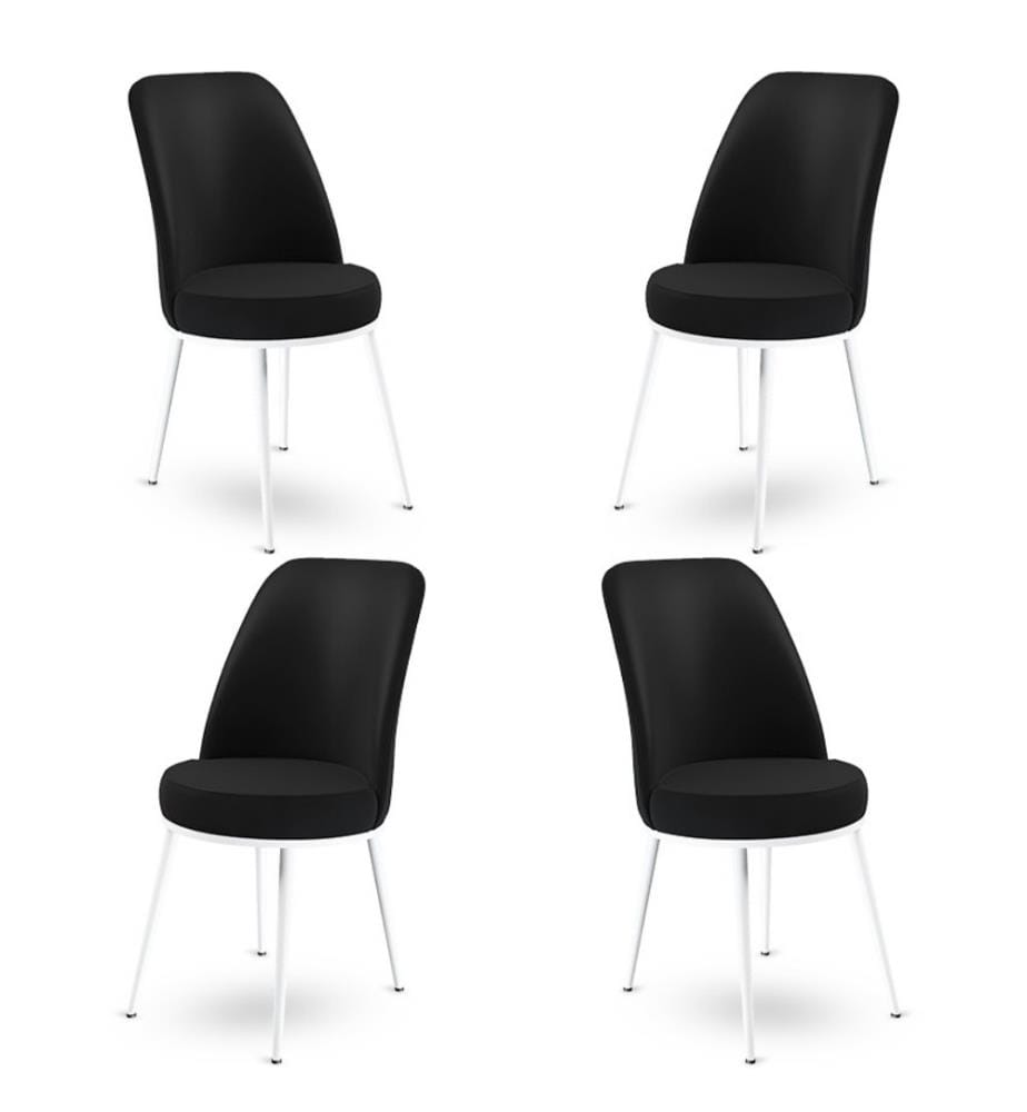 Set di sedie , 4 pezzi, Nero, Bianco, Struttura: Metallo, Tessuto: Babyface