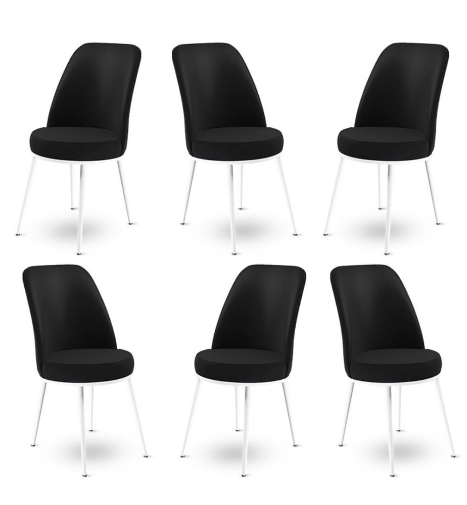 Set di sedie , 6 pezzi, Nero, Bianco, Struttura: Metallo, Tessuto: Babyface