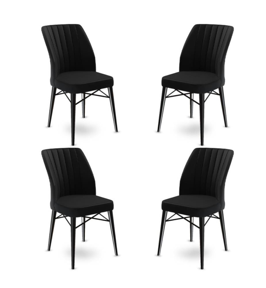 Set di sedie , 4 pezzi, Nero, Struttura: Metallo, Tessuto: Babyface