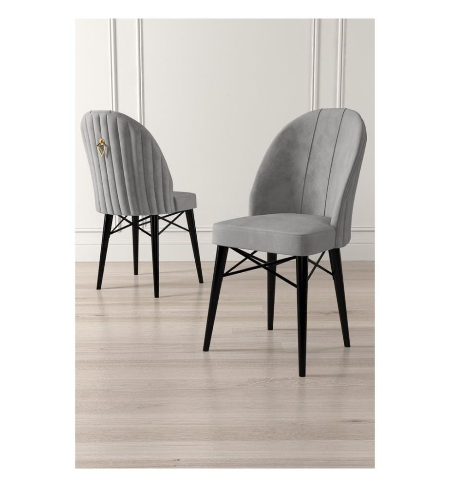 Set di sedie , 6 pezzi, Grigio, Nero, Struttura: Metallo, Tessuto: Babyface