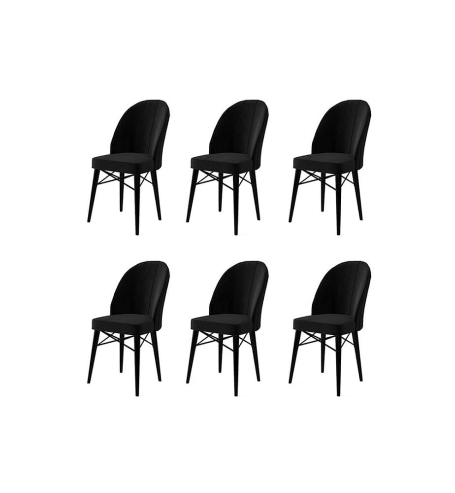Set di sedie , 6 pezzi, Nero, Struttura: Metallo, Tessuto: Babyface