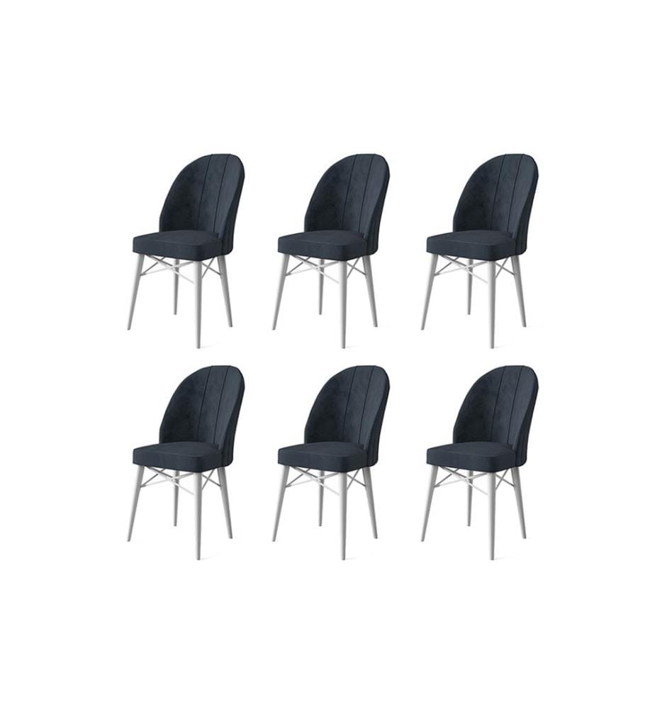 Set di sedie , 6 pezzi, Antracite, Bianco, Struttura: Metallo, Tessuto: Babyface