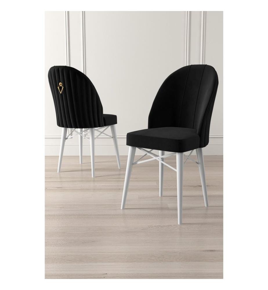 Set di sedie , 6 pezzi, Nero, Bianco, Struttura: Metallo, Tessuto: Babyface
