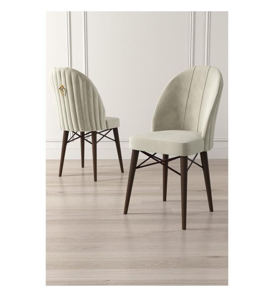 Set di sedie , 6 pezzi, Crema, Marrone, Struttura: Metallo, Tessuto: Babyface