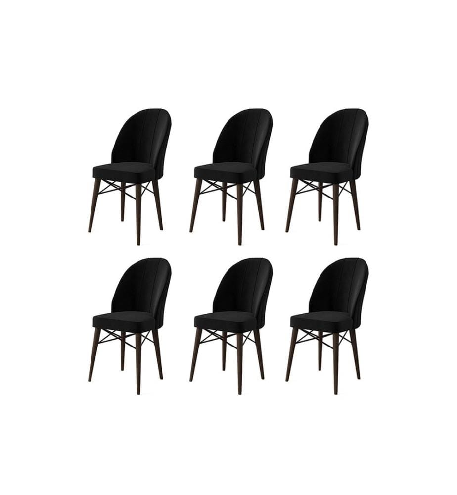 Set di sedie , 6 pezzi, Nero, Marrone, Struttura: Metallo, Tessuto: Babyface