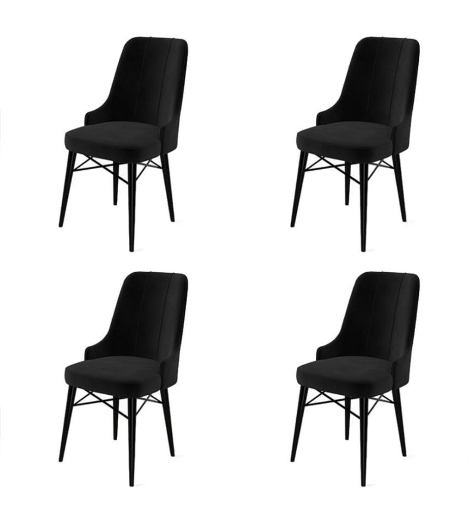 Set di sedie , 4 pezzi, Nero, Struttura: Metallo, Tessuto: Babyface