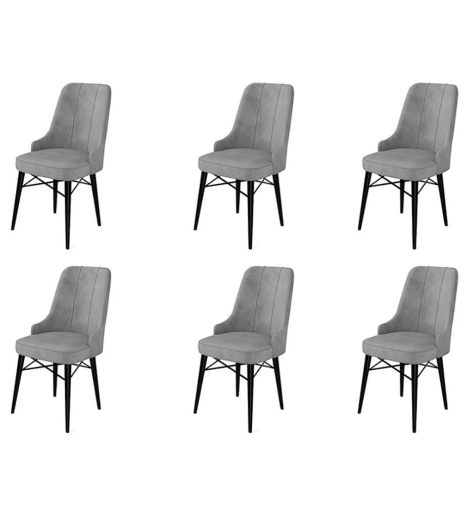 Set di sedie , 6 pezzi, Grigio, Nero, Struttura: Metallo, Tessuto: Babyface