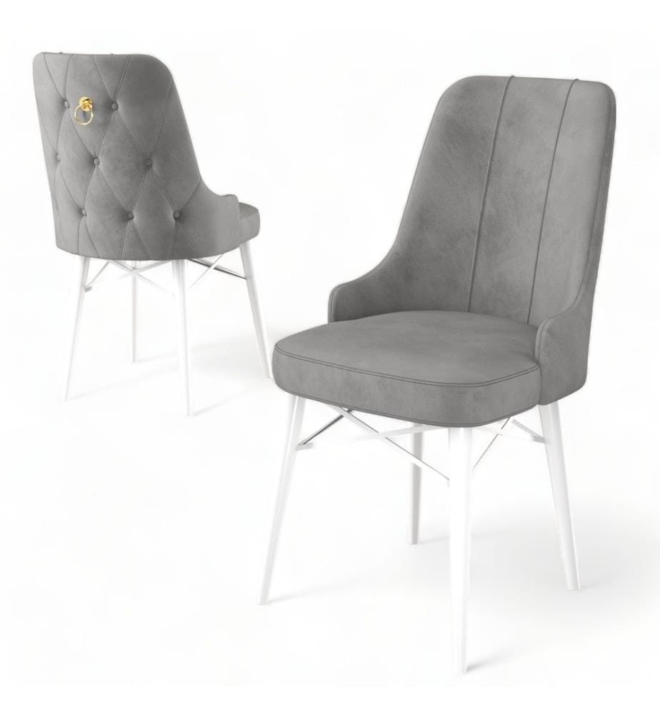 Set di sedie , 4 pezzi, Grigio, Bianco, Struttura: Metallo, Tessuto: Babyface