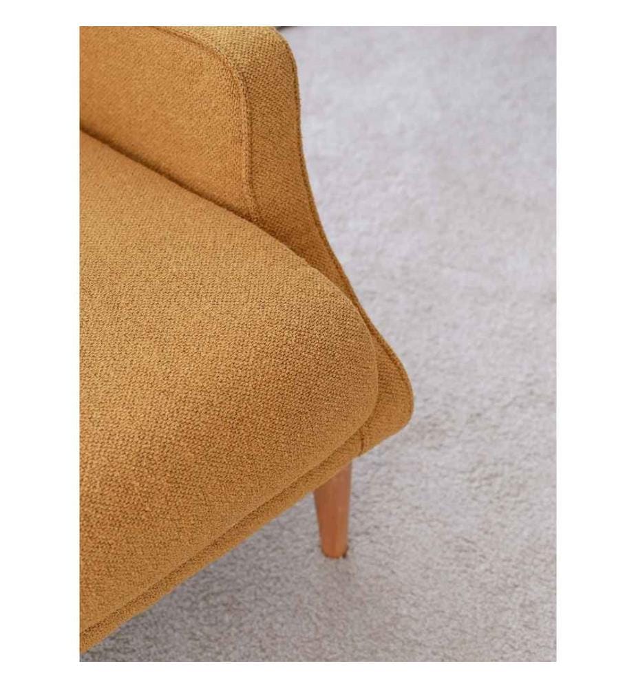 Sedia ad ala, Senape, Struttura: 100% Legno, Tessuto: Teddy