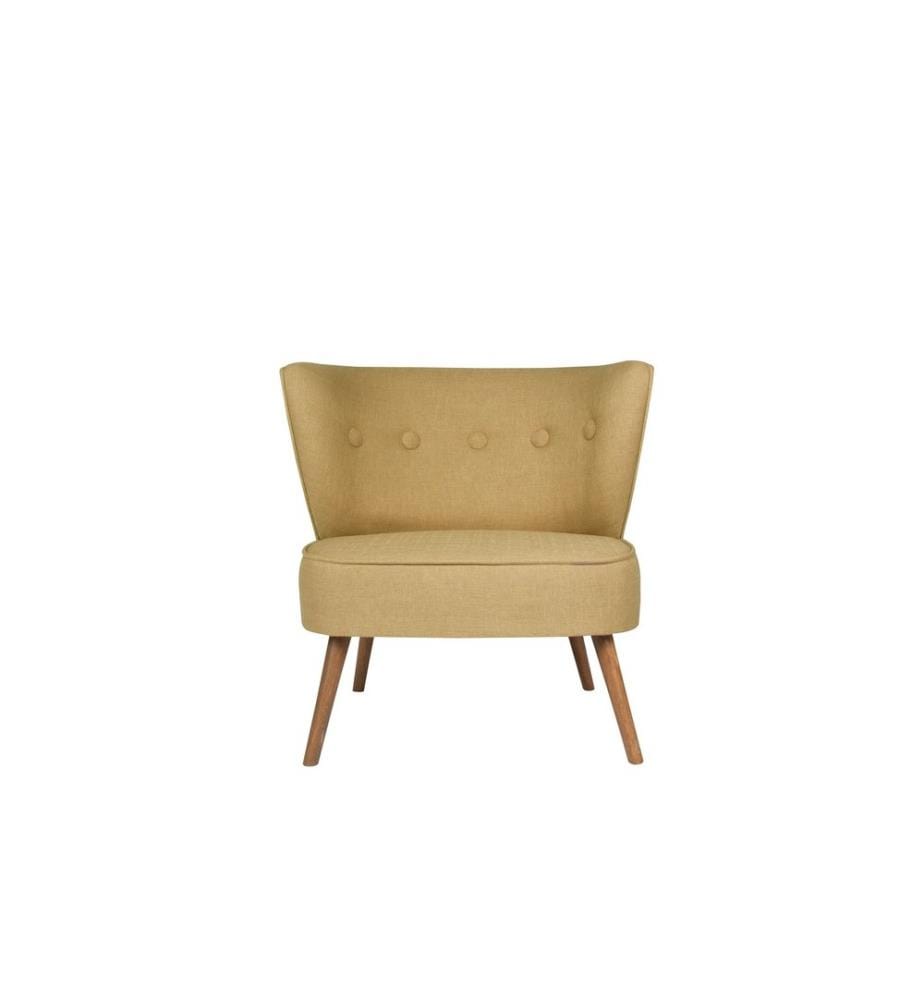 Wing Chair, Milky Brown, cadre en bois massif, tissu polyester