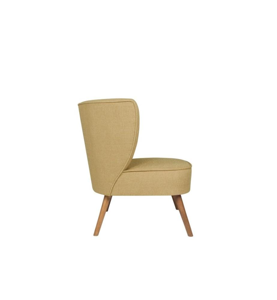 Wing Chair, Milky Brown, cadre en bois massif, tissu polyester