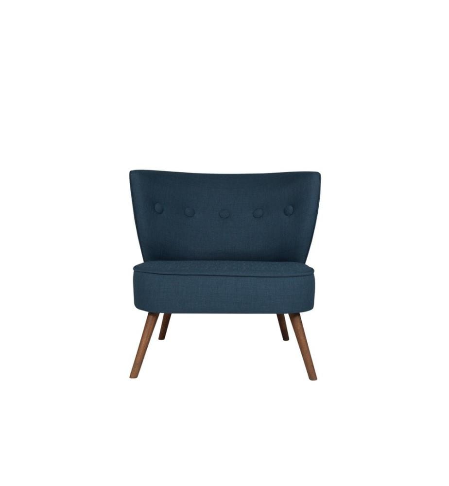 Sedia ad ala, blu Sax, struttura in legno massiccio, tessuto in poliestere