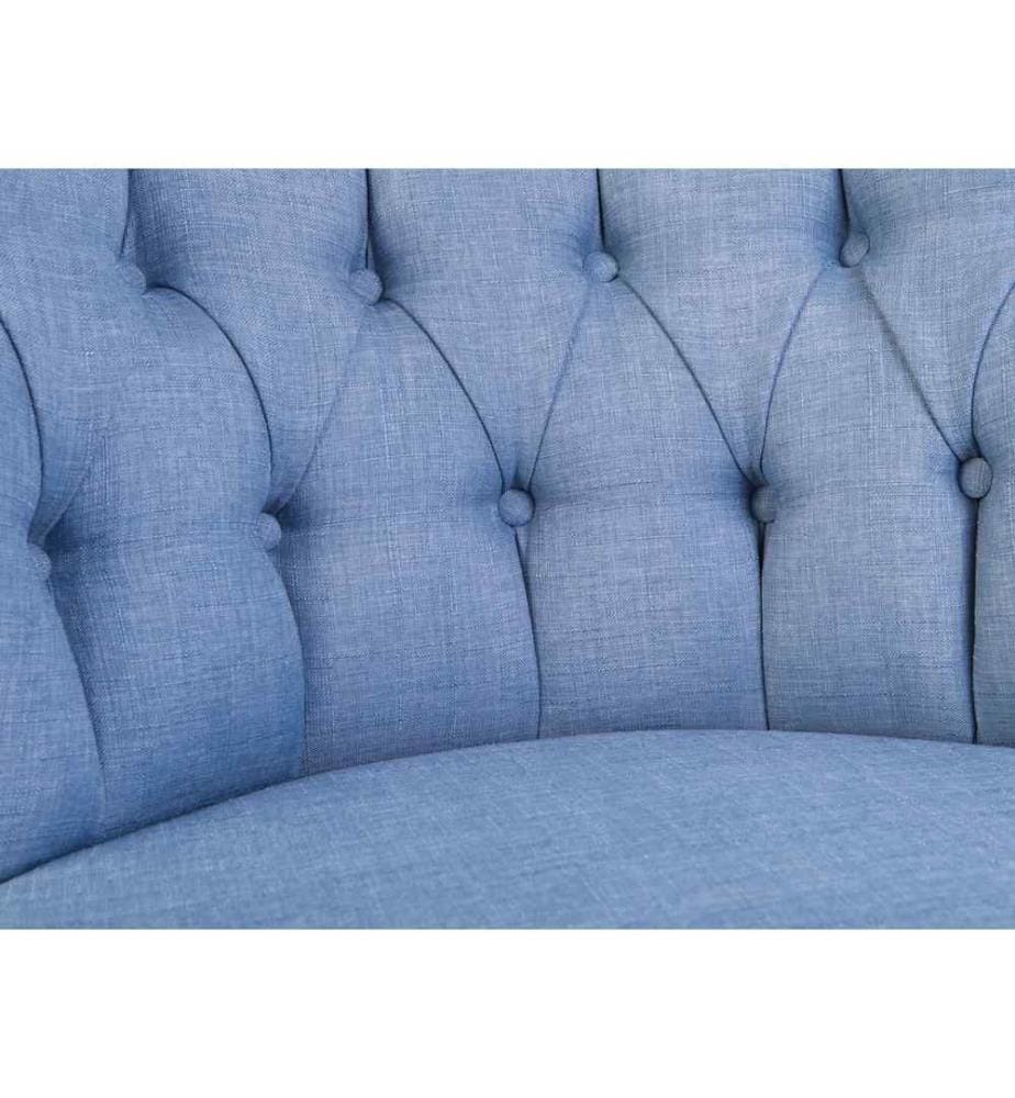 Sedia ad ala, blu indaco, struttura in legno massiccio, tessuto in poliestere