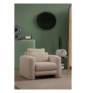 Ohrensessel, Creme, Gestell: Buchenholz - Spanplatte, Stoff: 100% Polyester
