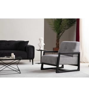 Ohrensessel, Hellgrau, Gestell: Buchenholz - Spanplatte, Stoff: 100% Polyester