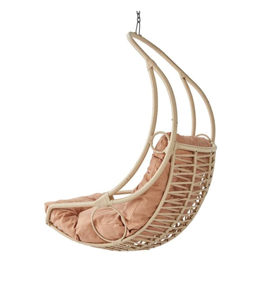 Garten-Schaukelstuhl, Beige-Schwarz, Metallgestell, Polyester-Gewebe