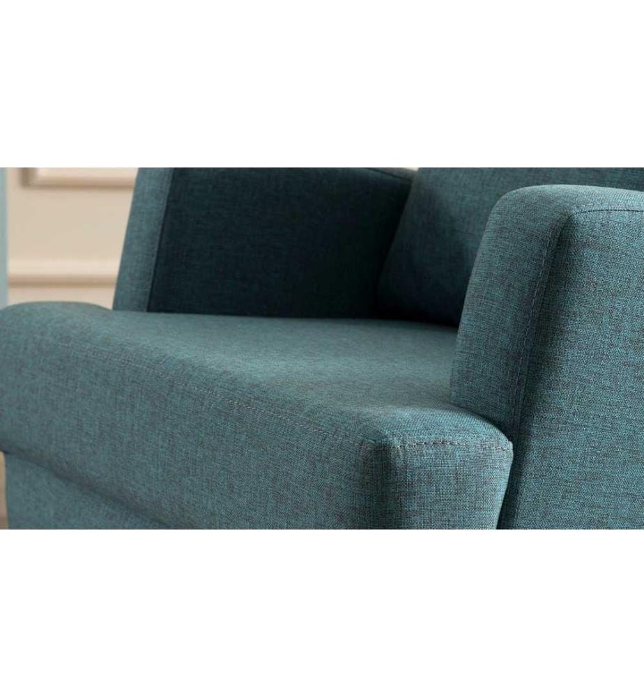 Ohrensessel, Türkis, Holzgestell, Polyester-Gewebe
