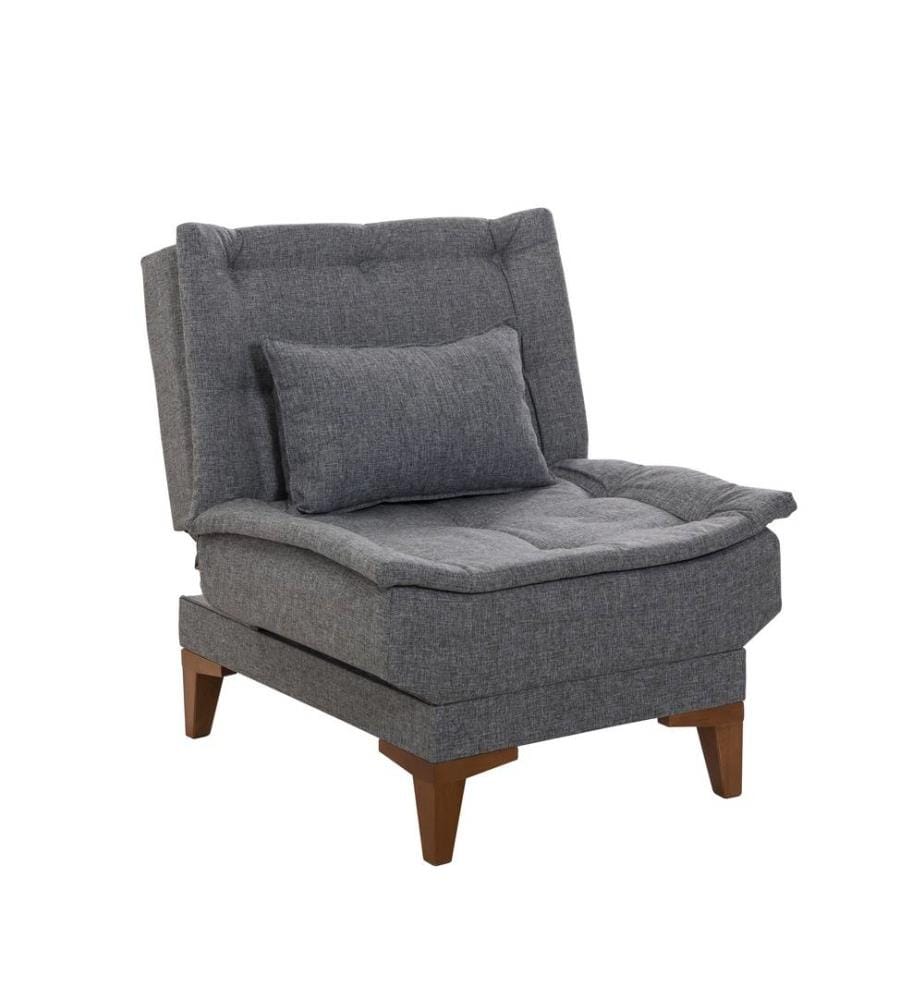 Chaise à oreilles, gris foncé, cadre en bois de hêtre, tissu polyuréthane - acrylique