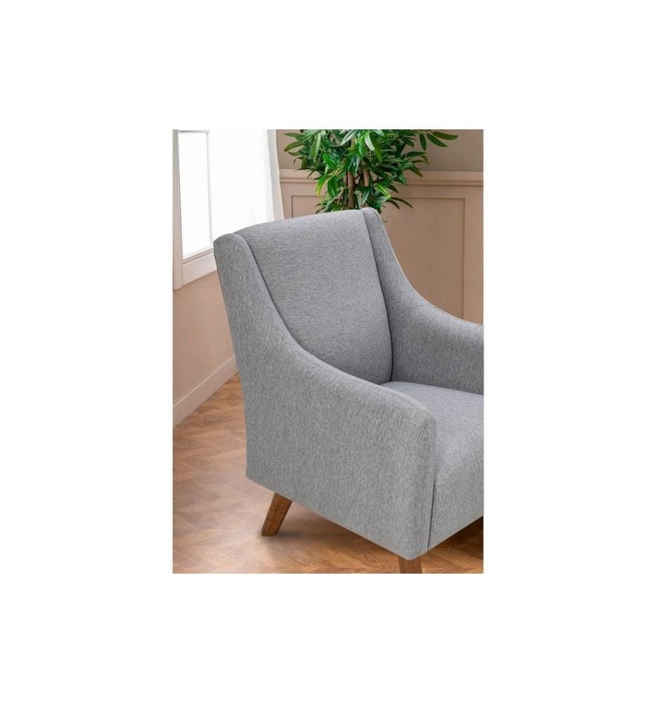 Sedia ad ala, Grigio, Struttura: Legno di faggio, Tessuto: Tessuto 100% lino