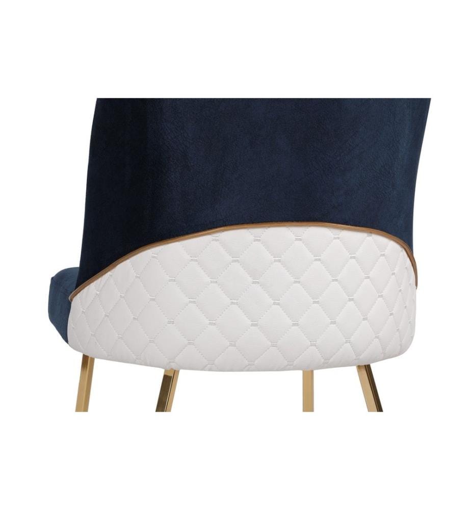 Set di sedie, 2 pezzi, oro blu scuro, struttura in metallo, tessuto in velluto - seduta in ecopelle