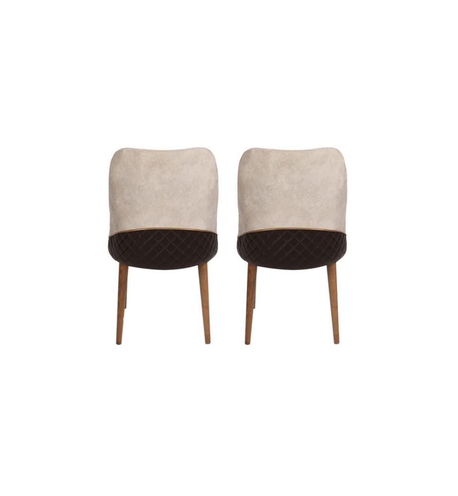 Ensemble de chaises, 2 pièces, noyer crème, structure métallique, tissu velours - assise en simili cuir