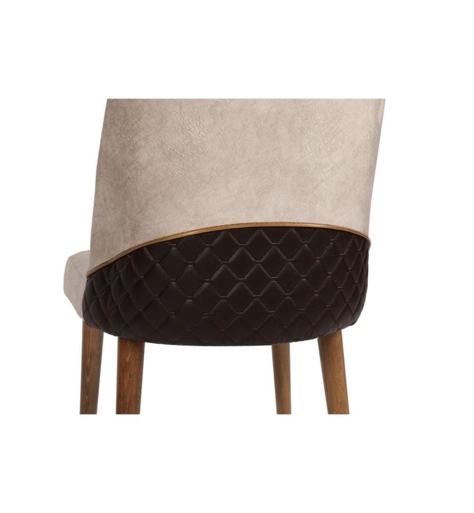 Ensemble de chaises, 2 pièces, noyer crème, structure métallique, tissu velours - assise en simili cuir