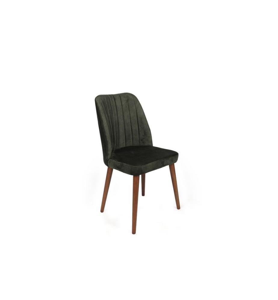 Set di sedie , 4 pezzi, Khaki, Noce, Struttura: Metallo , Seduta: Tessuto di velluto