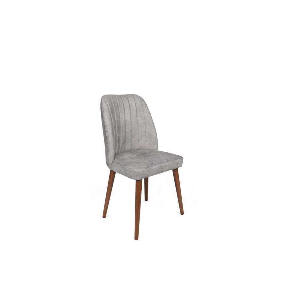 Set di sedie , 4 pezzi, Grigio, Noce, Struttura: Metallo , Seduta: Tessuto di velluto