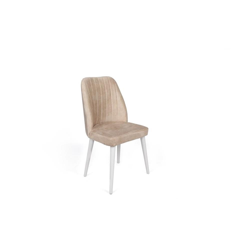 Set di sedie , 4 pezzi, Beige, Bianco, Struttura: Metallo , Seduta: Tessuto di velluto