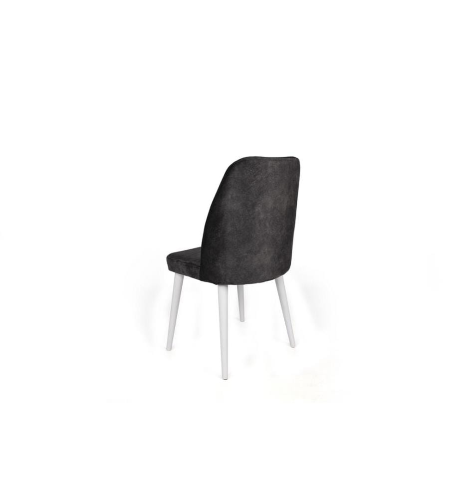 Ensemble de chaises, 4 pièces, Anthracite, Blanc, Cadre : Métal, Siège : Tissu Velours