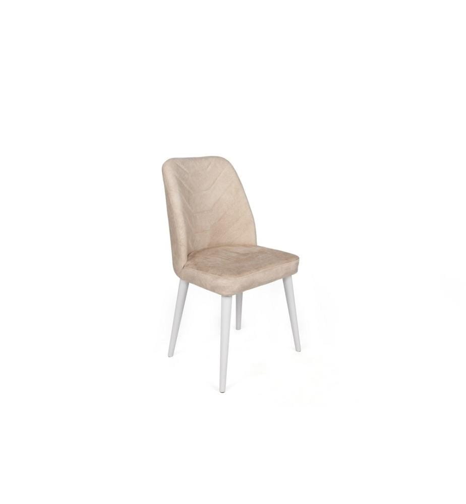 Set di sedie , 4 pezzi, Beige, Bianco, Struttura: Metallo, Seduta: Tessuto di velluto