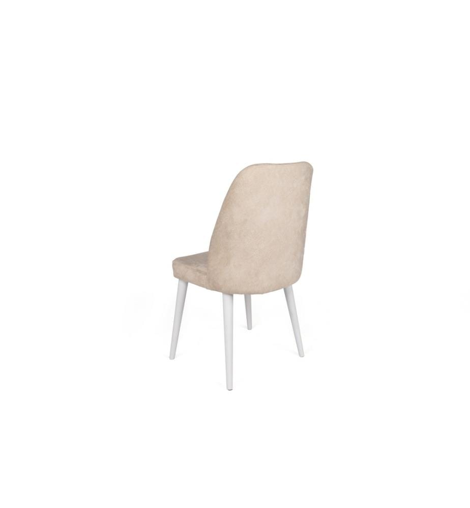 Set di sedie , 4 pezzi, Beige, Bianco, Struttura: Metallo, Seduta: Tessuto di velluto