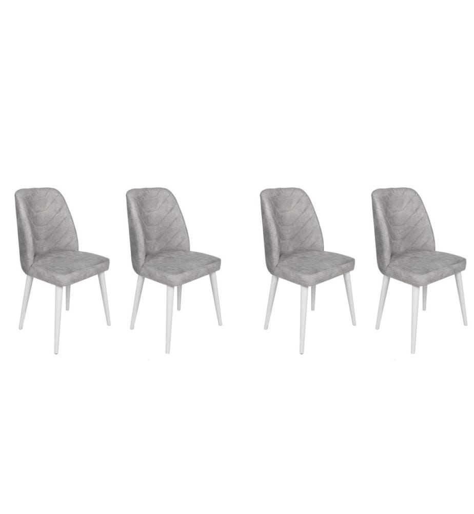 Set di sedie , 4 pezzi, Grigio, Bianco, Struttura: Metallo, Seduta: Tessuto di velluto