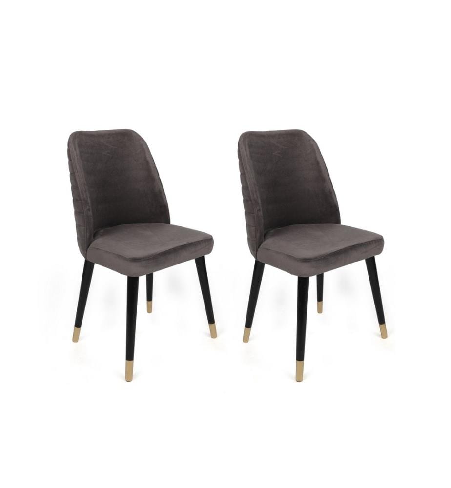 Set di sedie , 4 pezzi, Antracite, Nero, Oro, Struttura: Metallo, Seduta: Tessuto di velluto