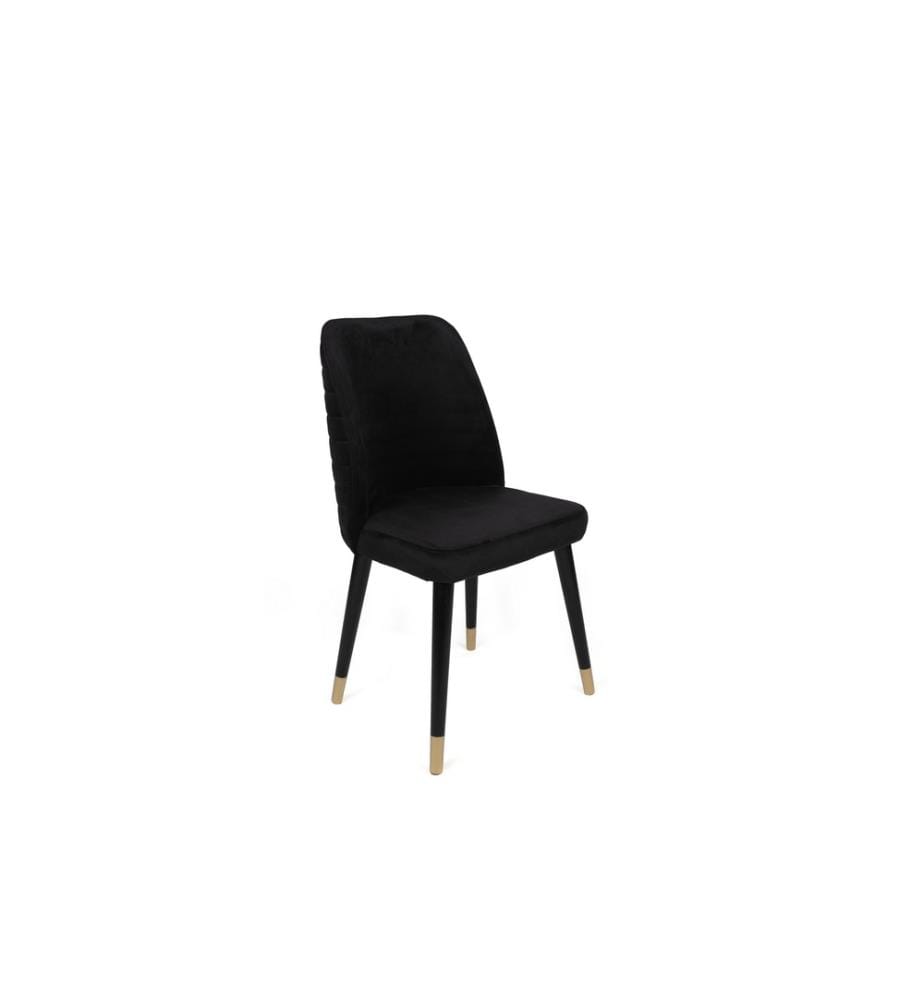 Set di sedie , 4 pezzi, Nero, Oro, Struttura: Metallo, Seduta: Tessuto di velluto