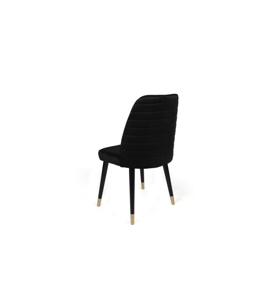 Set di sedie , 4 pezzi, Nero, Oro, Struttura: Metallo, Seduta: Tessuto di velluto