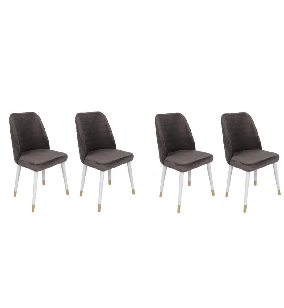 Set di sedie , 4 pezzi, Antracite, Bianco, Oro, Struttura: Metallo, Seduta: Tessuto di velluto