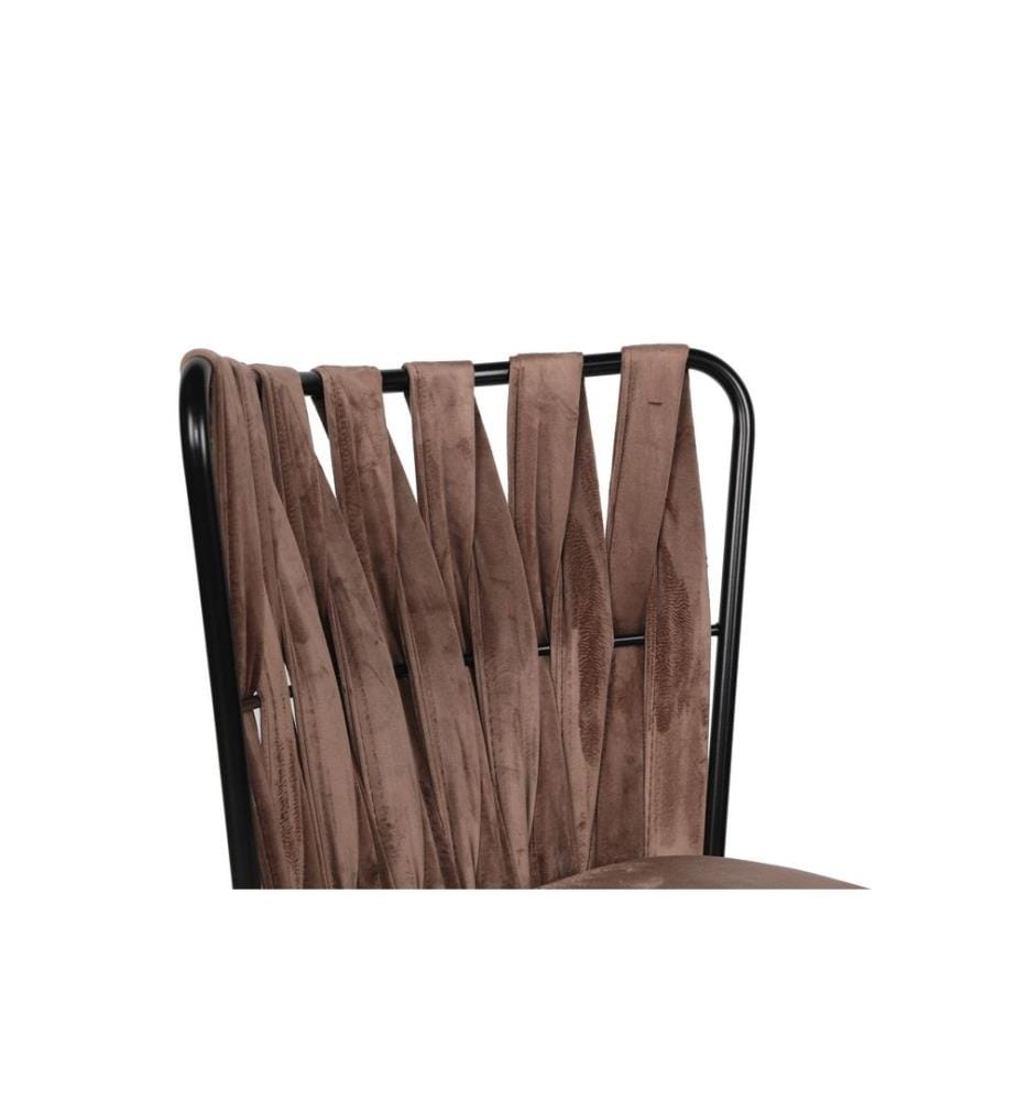 Set di sedie , 4 pezzi, Marrone chiaro, Nero, Struttura: Metallo, Seduta: Tessuto di velluto - Pannello di particelle rivestito di melamina, Schienale: Metallo - Tessuto di velluto