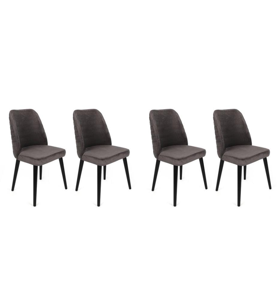 Set di sedie , 4 pezzi, Antracite, Nero, Struttura: Metallo, Seduta: Tessuto di velluto