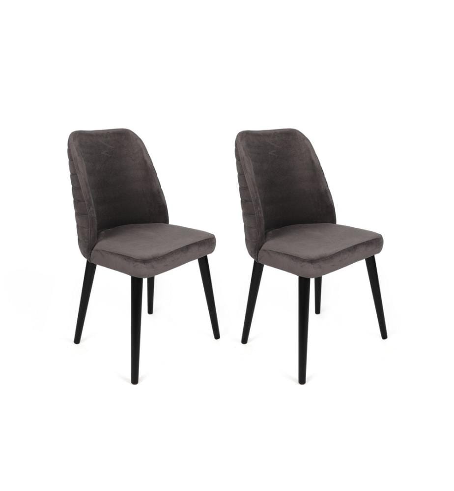 Set di sedie , 4 pezzi, Antracite, Nero, Struttura: Metallo, Seduta: Tessuto di velluto